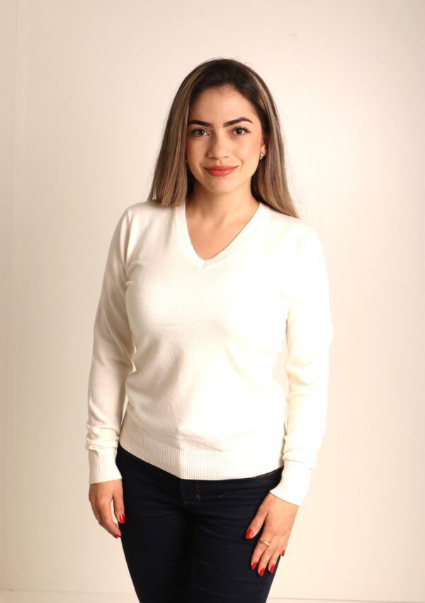Suéter Feminino Gola V  Liso-Ref 2456