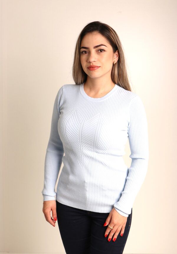 Suéter Feminino Gola Redonda Trabalhada-Ref. 2460