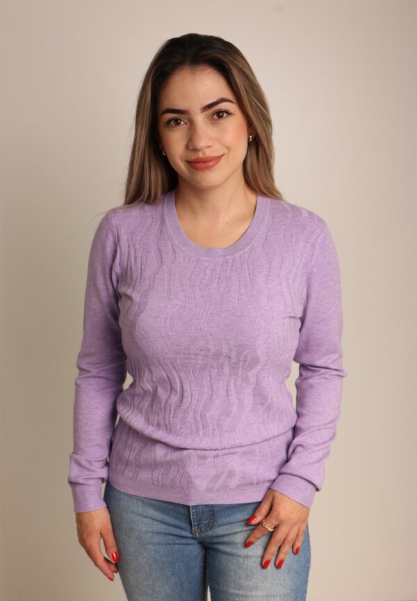 Suéter Feminino Gola Redonda Trabalhada-Ref. 2459