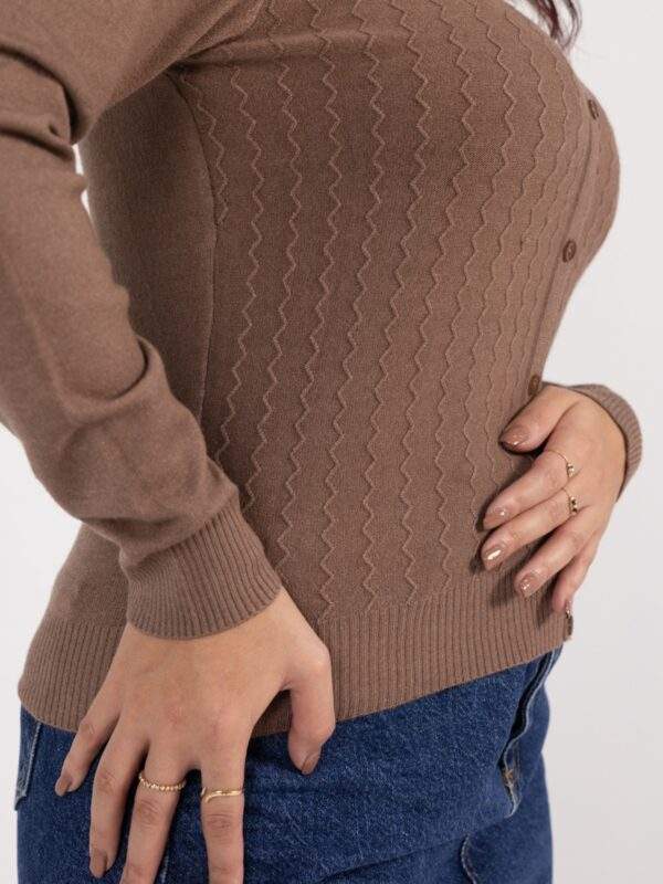Cardigan Feminino Trabalhado Gola Sólida -Ref.S01025 - Imagem 4