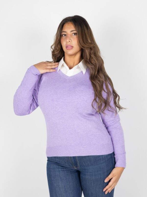 Suéter Feminino Gola V com Botão Plus-Ref.2505 - Imagem 4