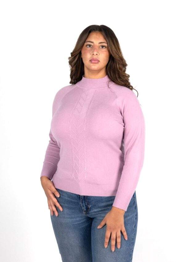 Suéter Feminino Gola Média Trabalhado Plus-Ref.S02125