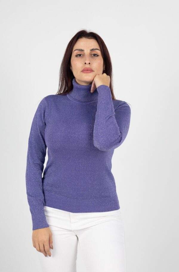 Suéter Feminino Gola Alta Liso Lurex-Ref.S01125